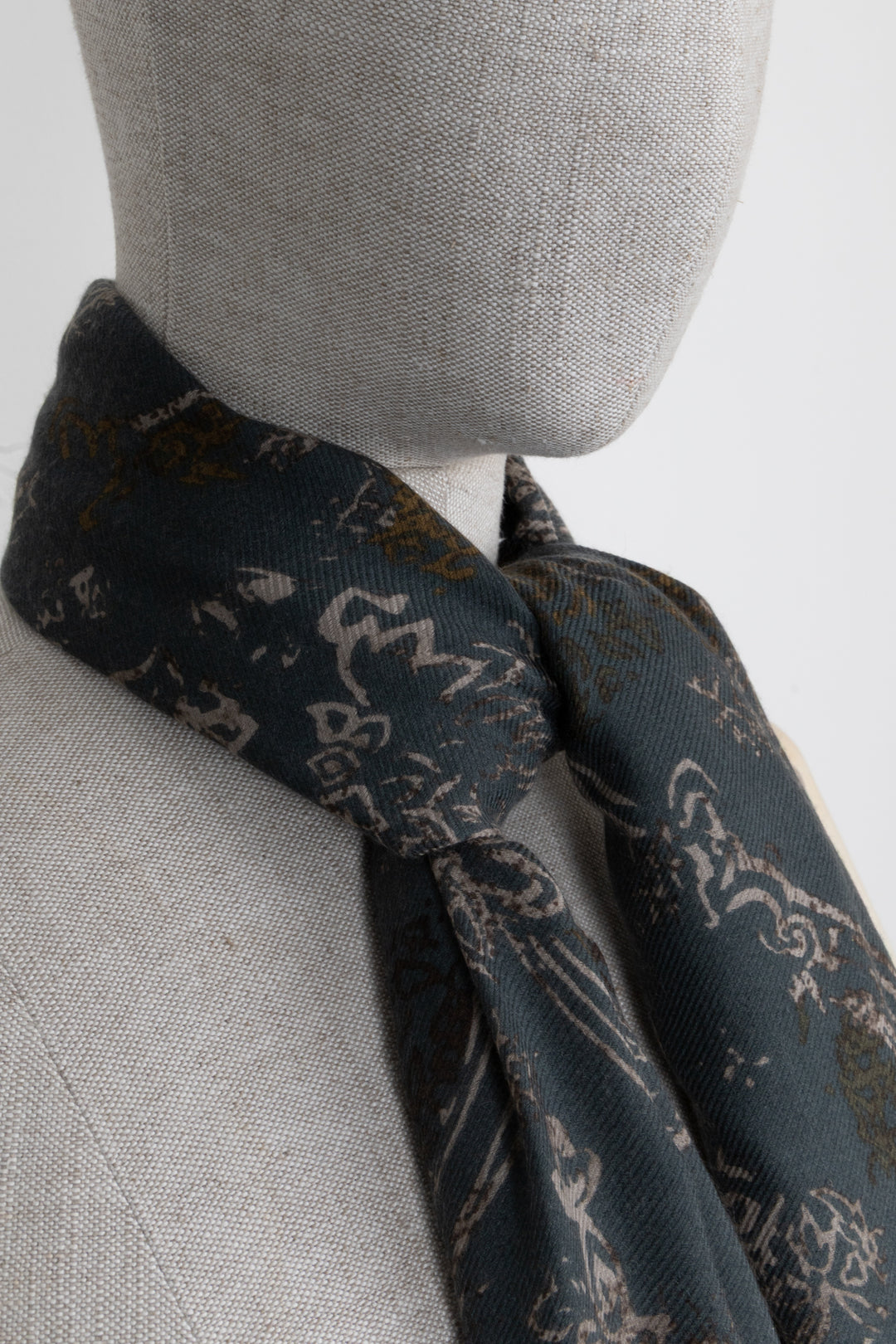 LORO PIANA Floral Scarf Cashmere Petrol