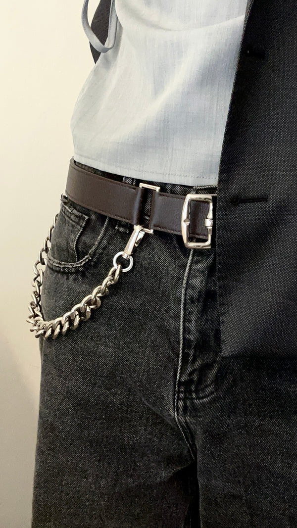 Ceinture HERMÈS à détails chaîne marron