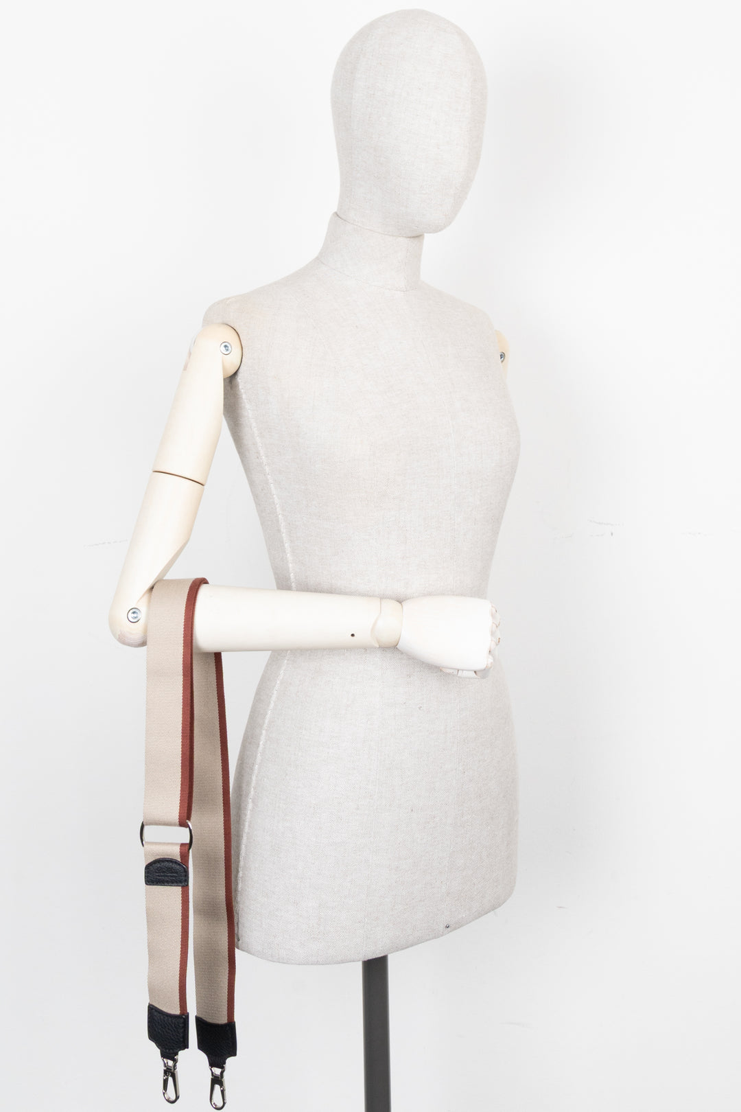 LORO PIANA Canvas Strap Bicolor Beige Burgundy