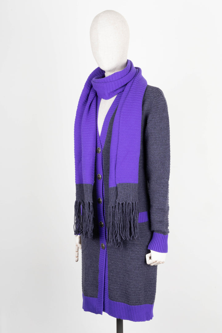 CHANEL Two Piece Knit Cashmere Grey & Purple 08 Autumn