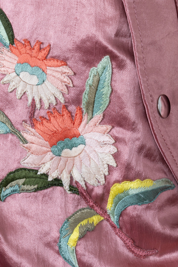 GUCCI Guccification Teddy Zip Bomber Jacket Silk Pink