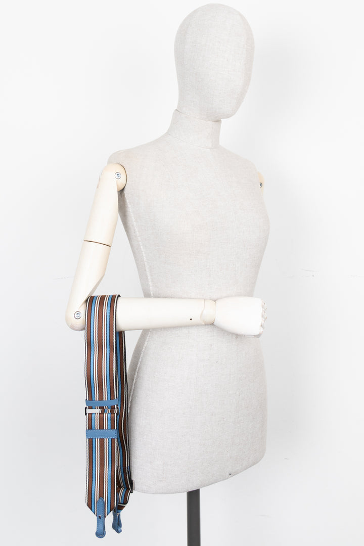 LORO PIANA Bracelet en Toile Rayée Bleu Marron