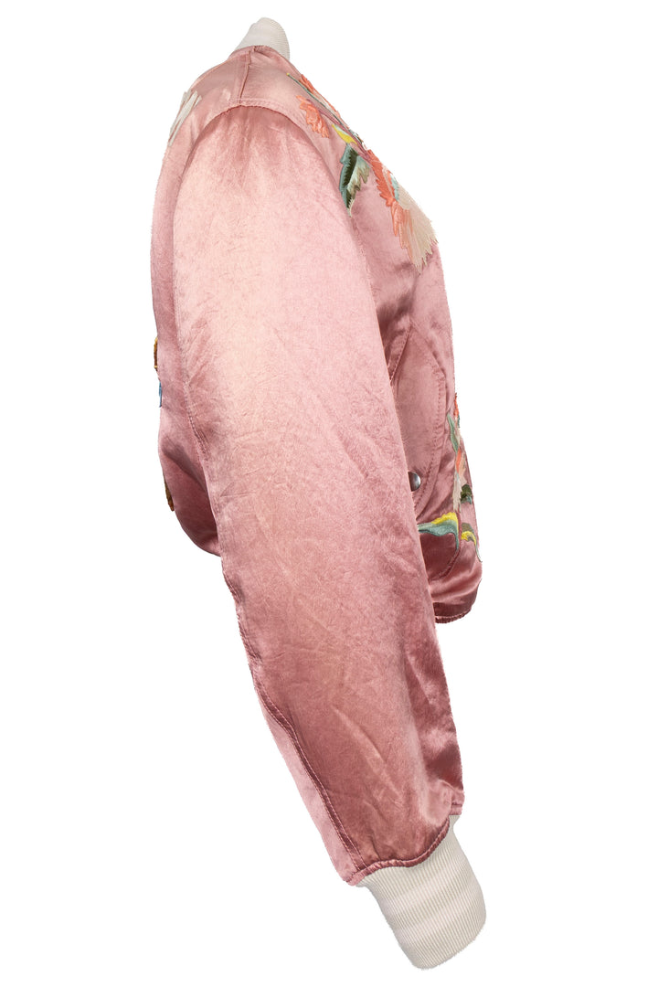 GUCCI Guccification Teddy Zip Bomber Jacket Silk Pink