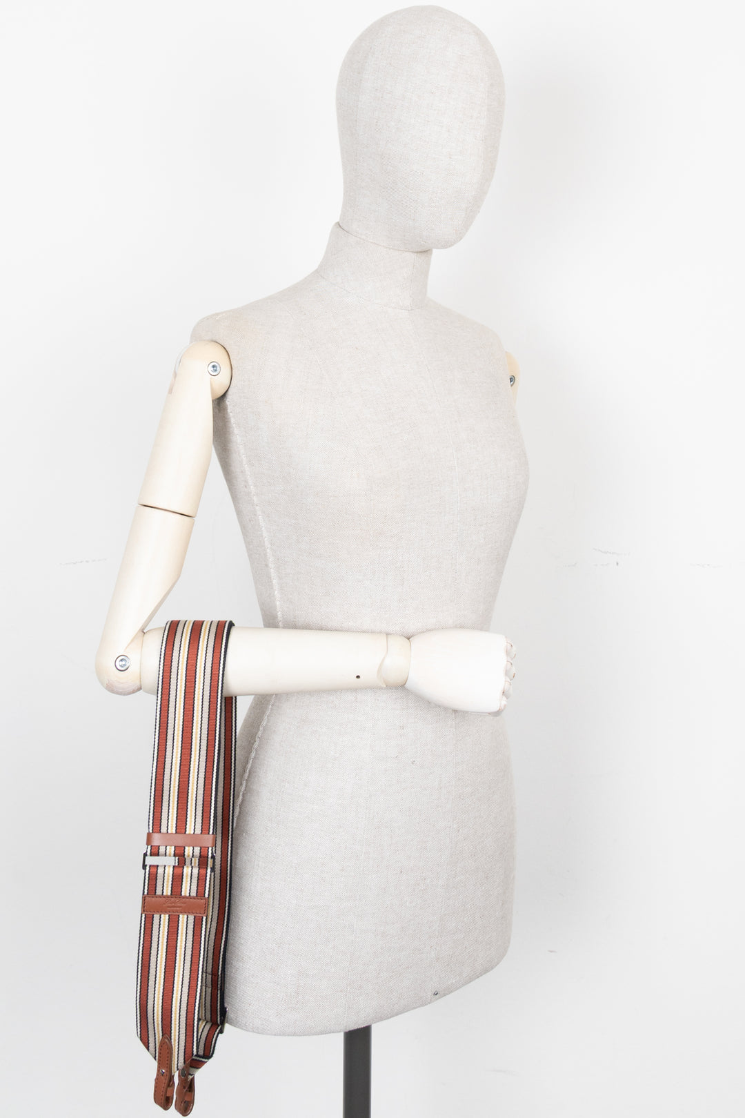 Sangle en toile rayée LORO PIANA, rouge foncé et gris