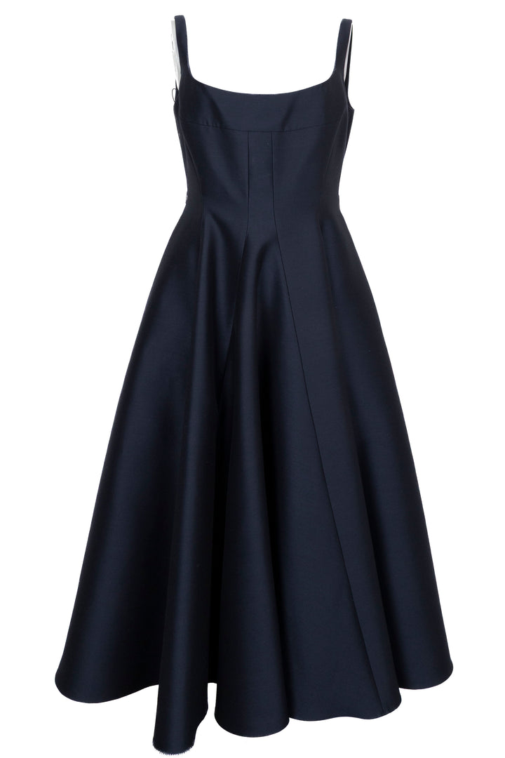 Robe midi évasée en laine bleu marine CHRISTIAN DIOR