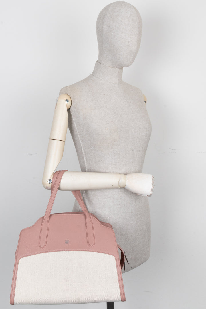 LORO PIANA Medium Sesia Canvas Hand Bag Blush
