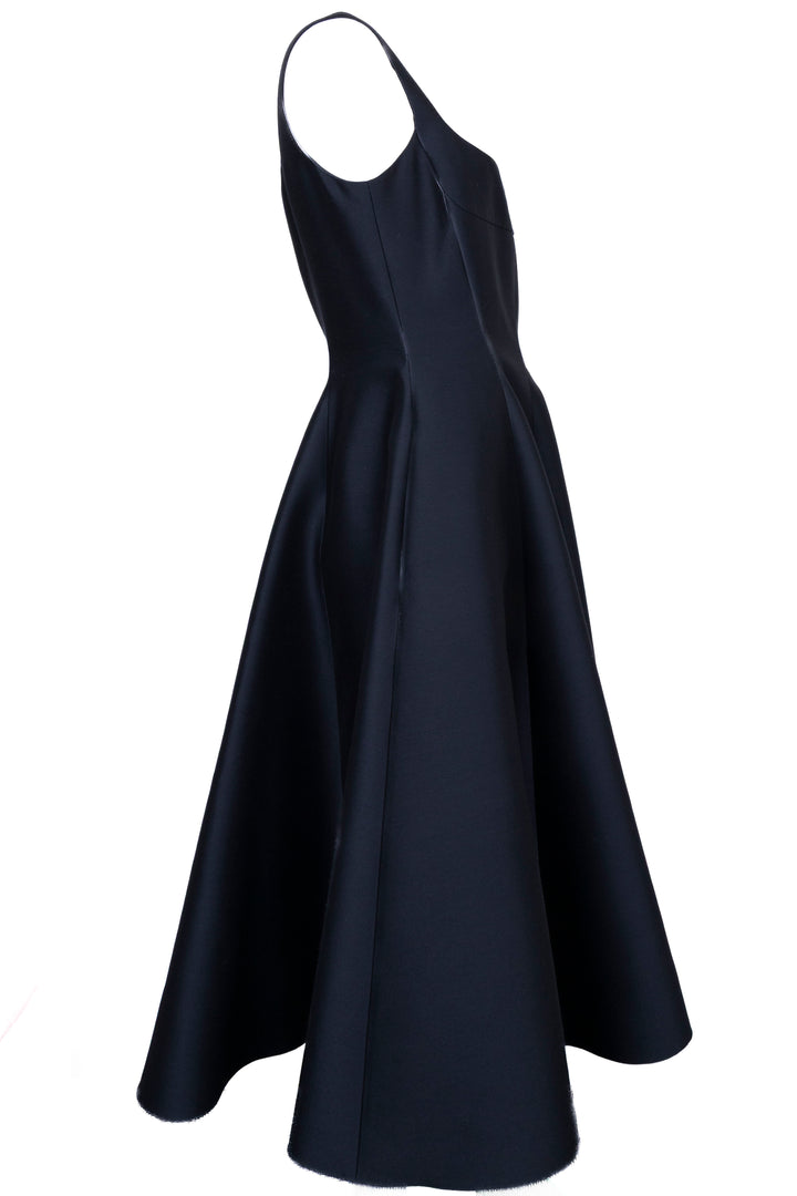 Robe midi évasée en laine bleu marine CHRISTIAN DIOR