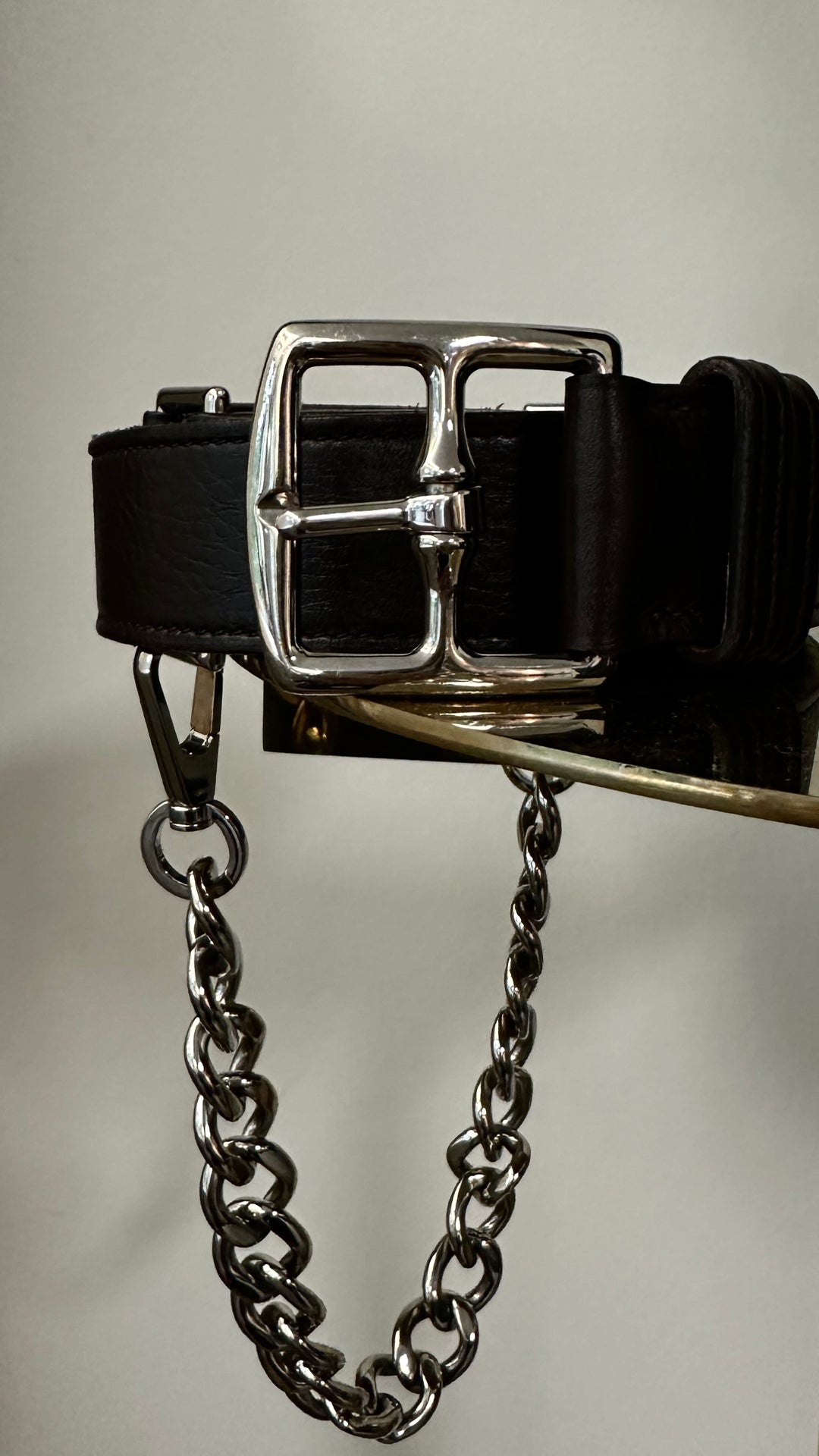 HERMÈS Chain Detail Belt Brown