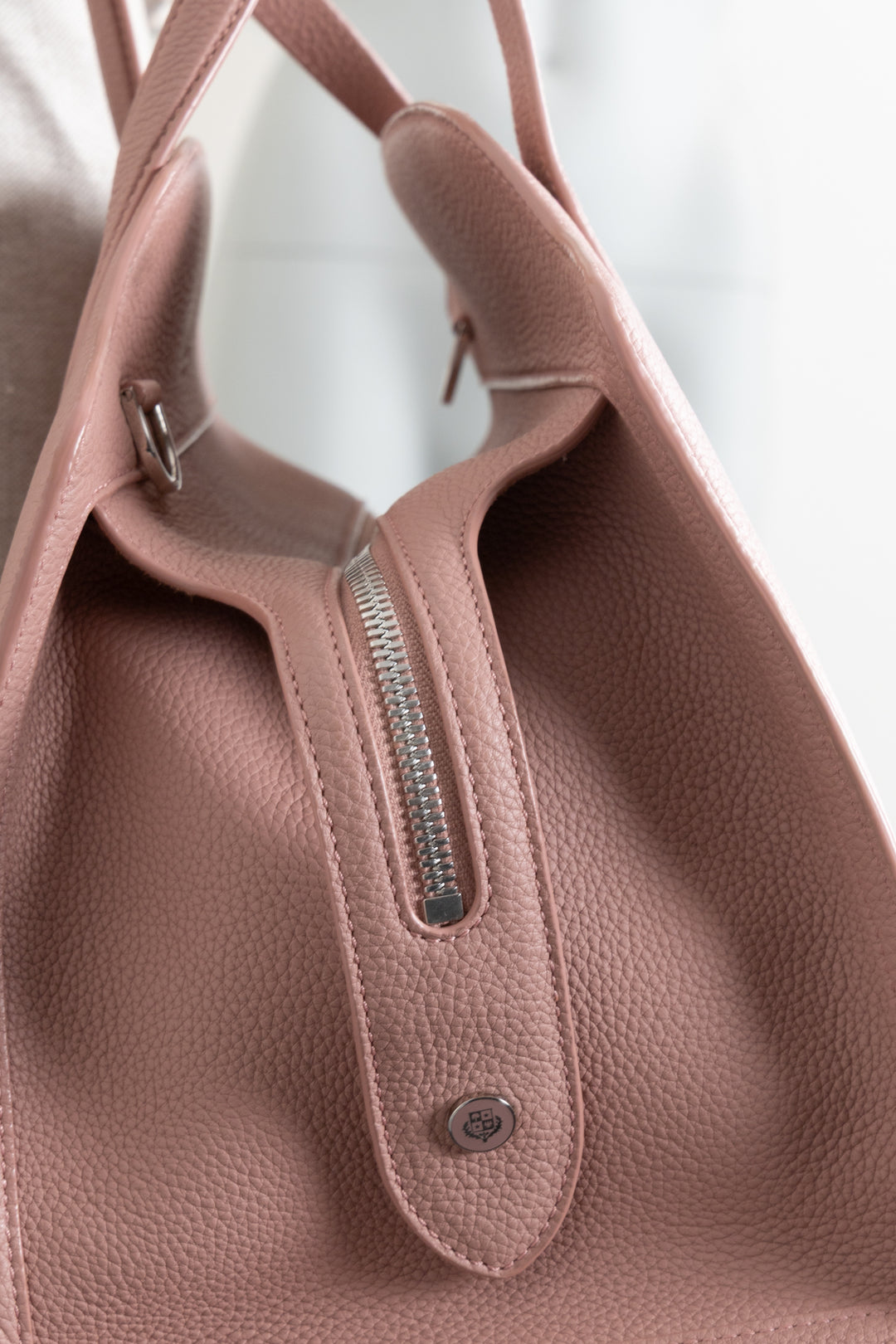 LORO PIANA Medium Sesia Canvas Hand Bag Blush