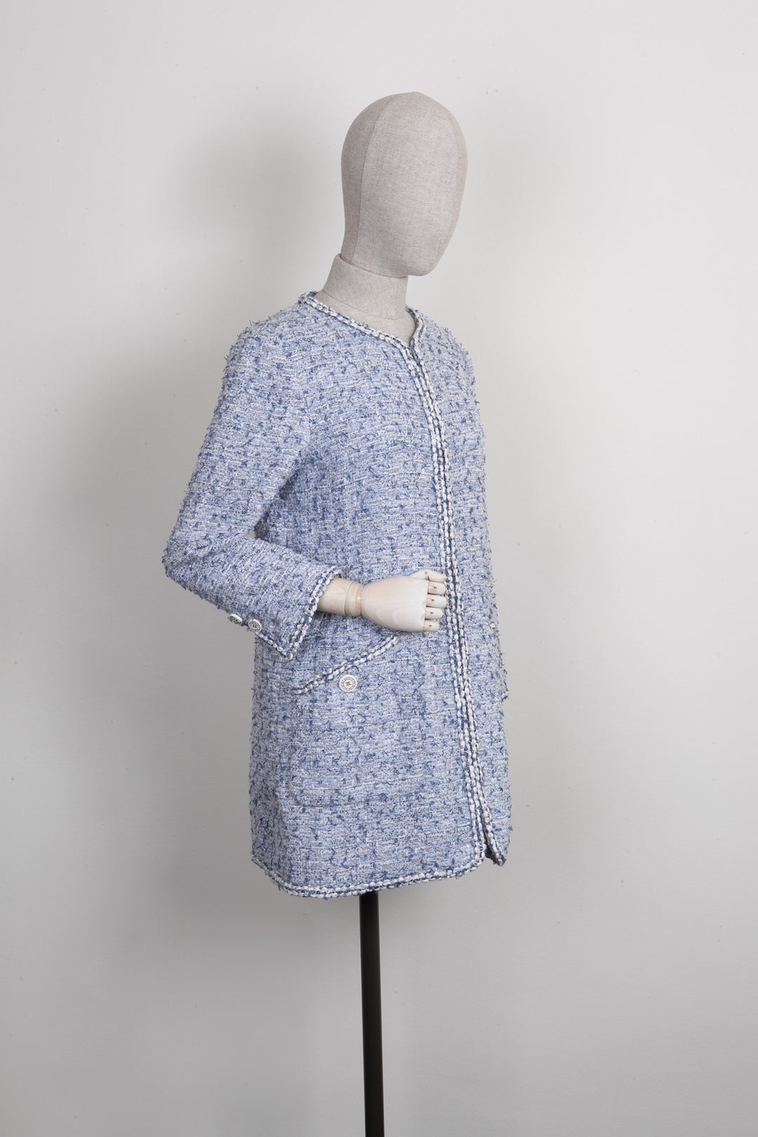 CHANEL Tweed Coat Blue 19C