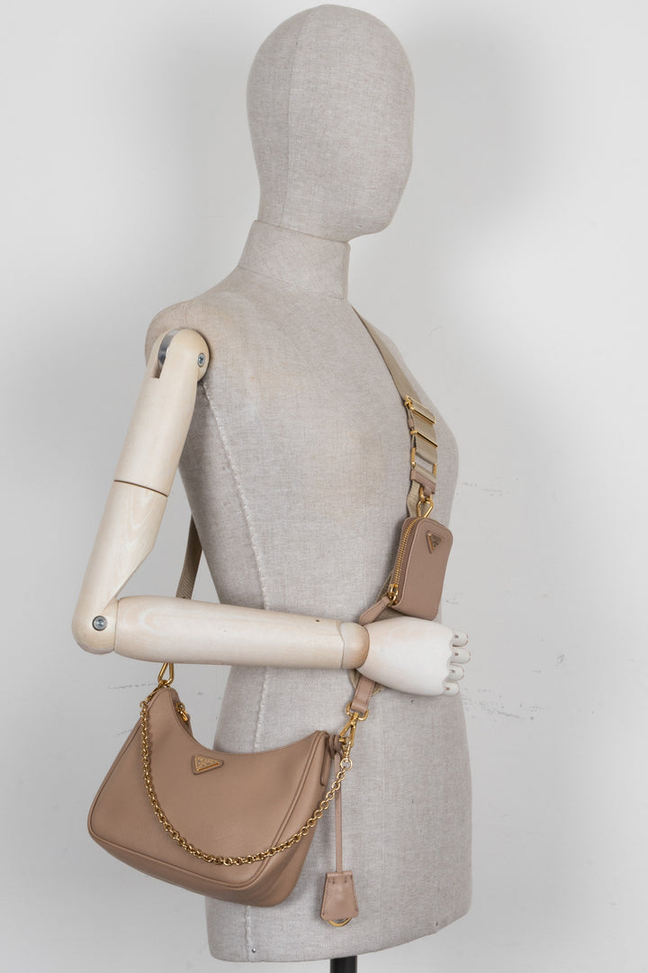 PRADA Re-Edition 2005 Bag Saffiano Leather Tan