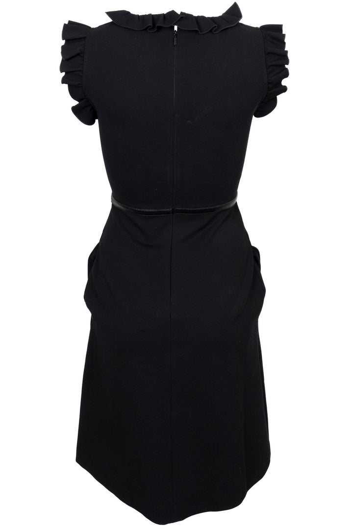GUCCI Ruched Collar Horsebit Dress Black