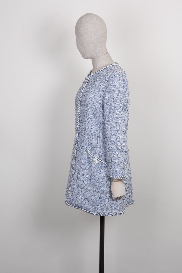 CHANEL Tweed Coat Blue 19C