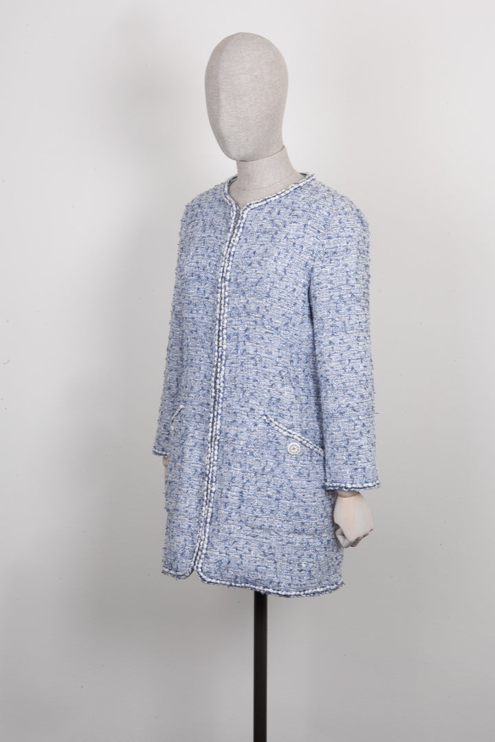 CHANEL Tweed Coat Blue 19C