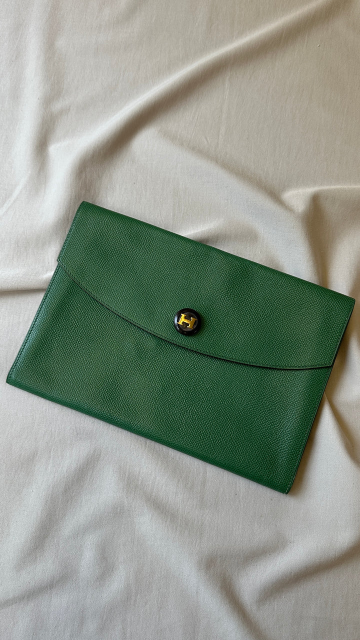 Pochette HERMÈS Rio Courchevel Vert