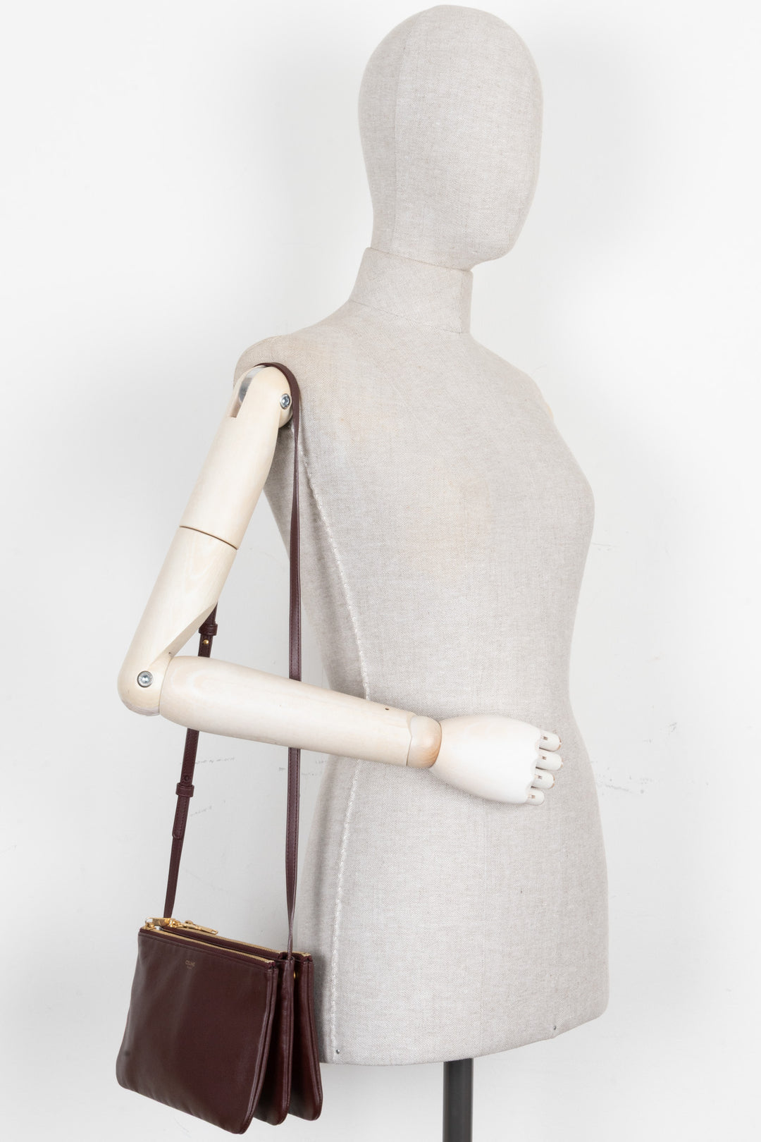 CELINE Trio Crossbody Bag Leather Bordeaux