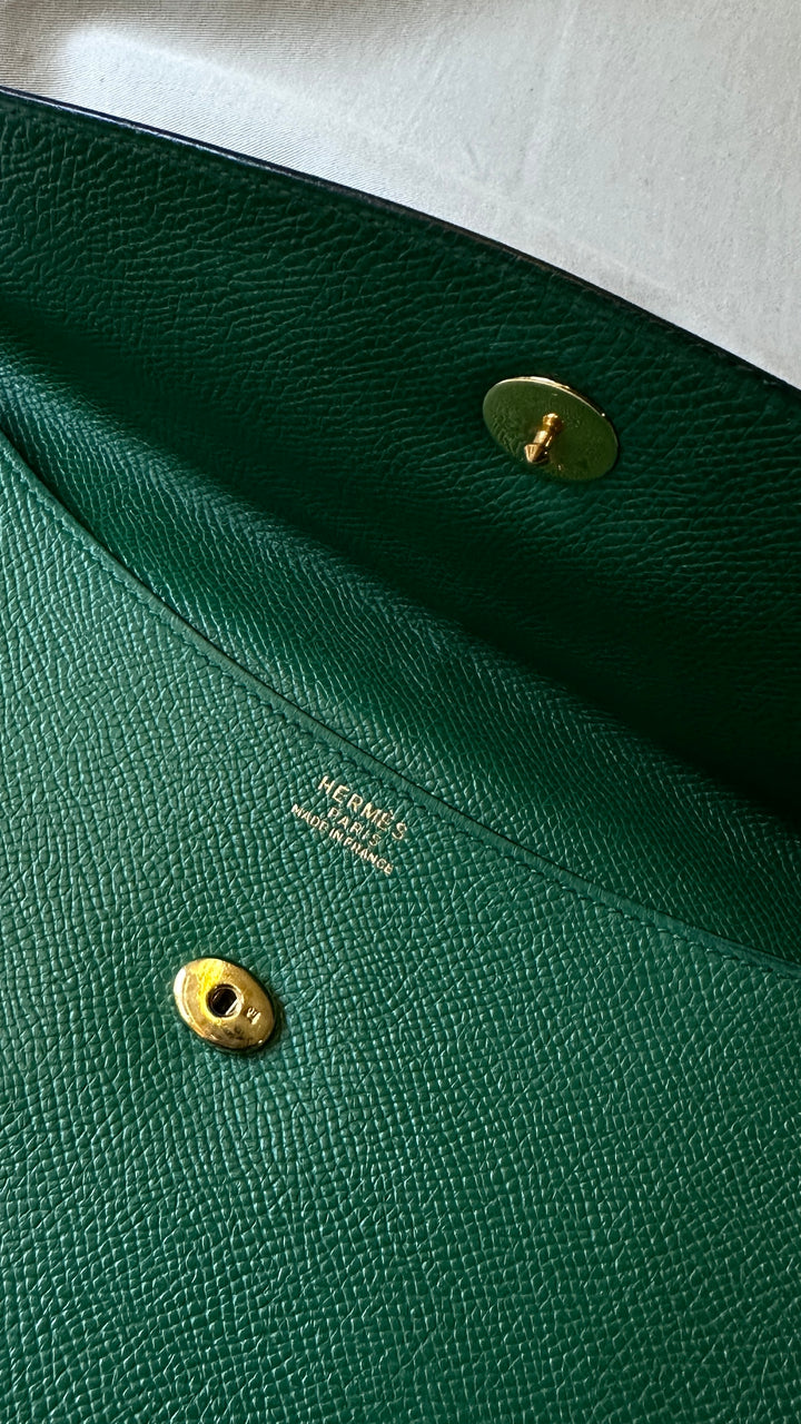 Pochette HERMÈS Rio Courchevel Vert