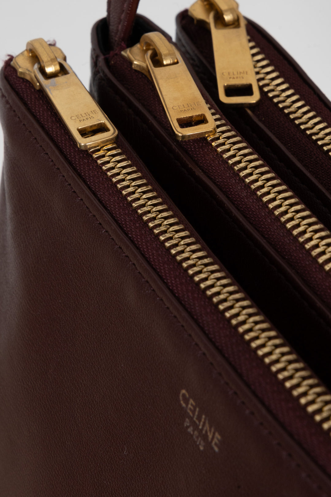 CELINE Trio Crossbody Bag Leather Bordeaux