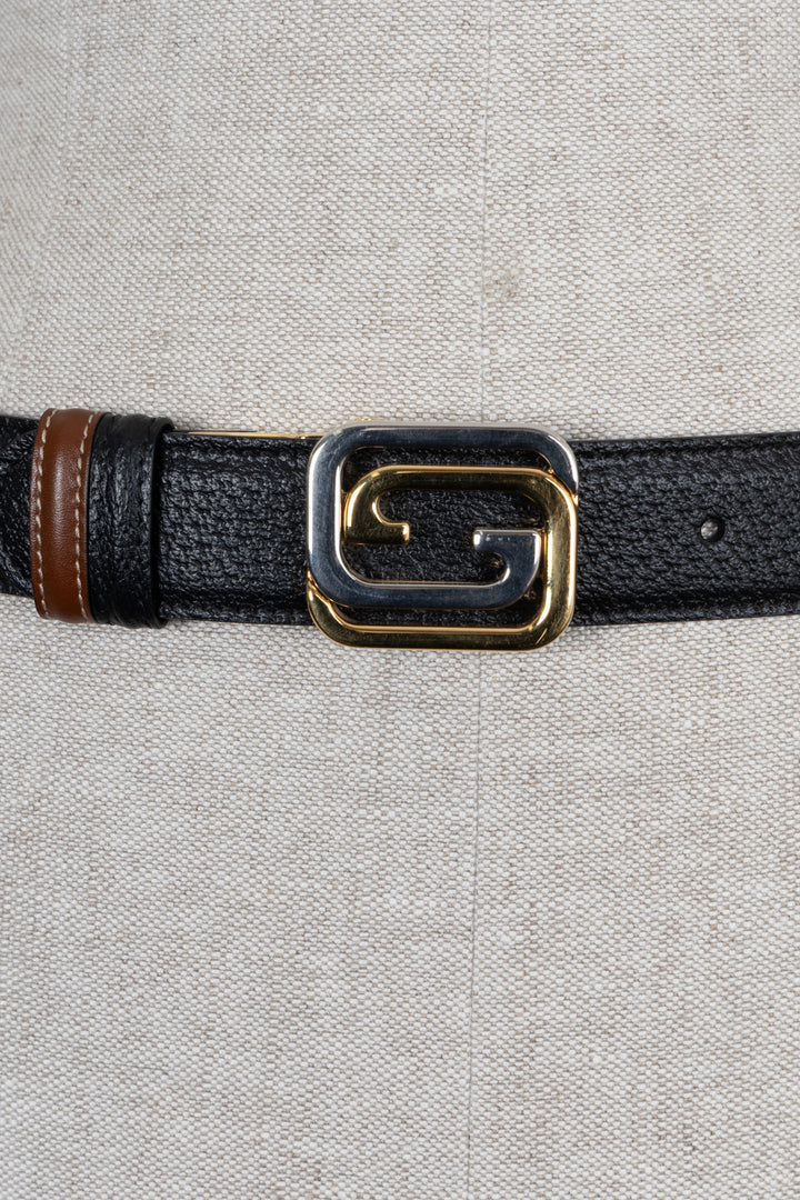 GUCCI Reversible GG Square Buckle Belt Black