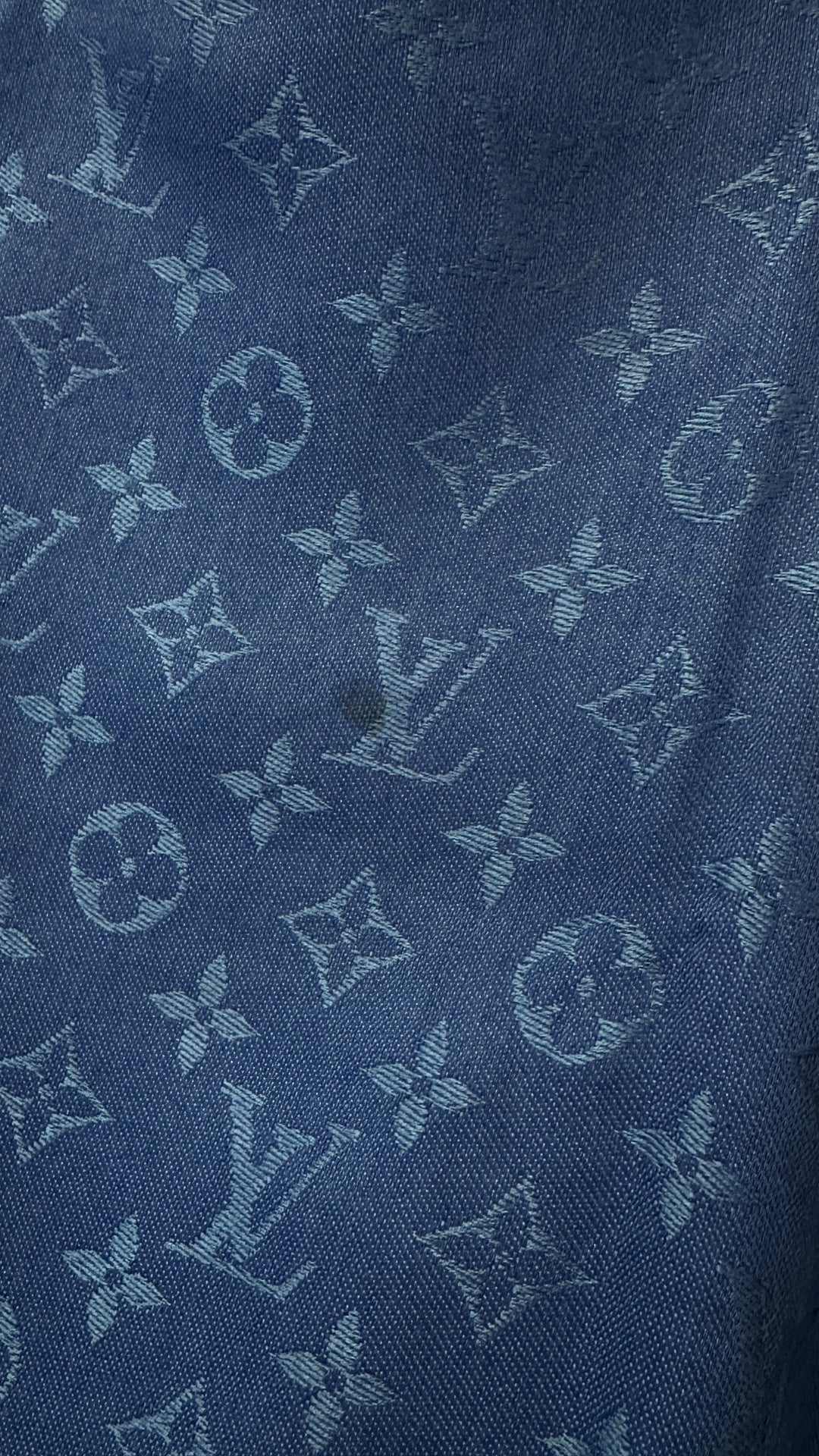 LOUIS VUITTON Monogram Fringed Scarf Electric Blue