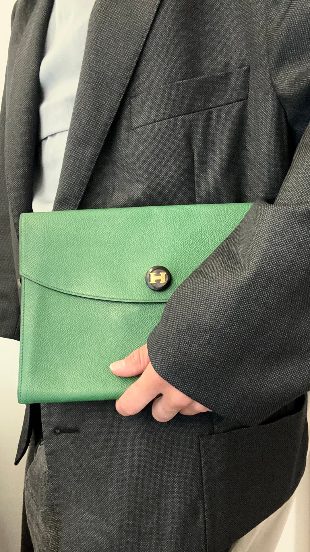 Pochette HERMÈS Rio Courchevel Vert
