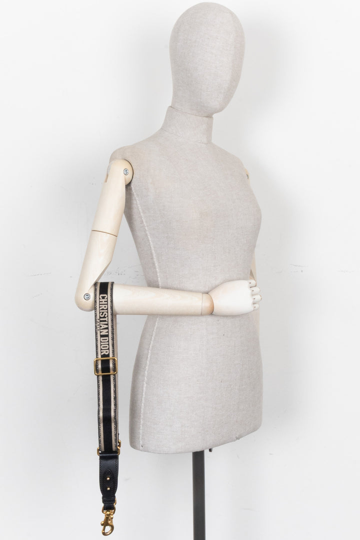 CHRISTIAN DIOR Adjustable Shoulder Strap Black Beige