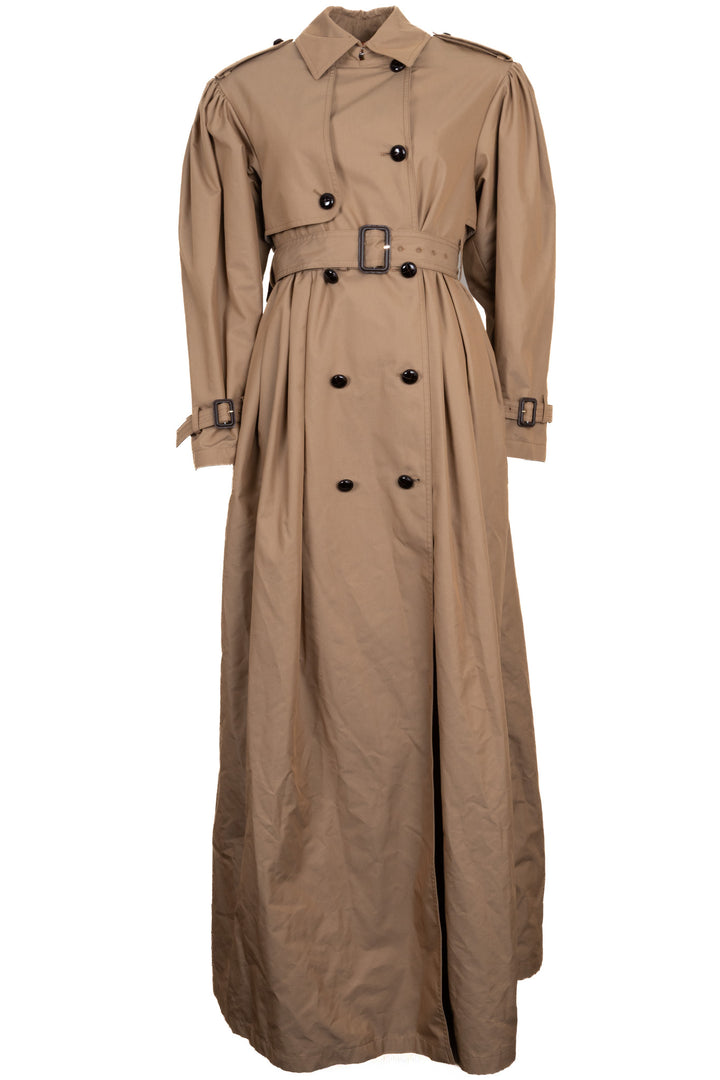 GUCCI Ruffled Trench Coat Cotton Camel