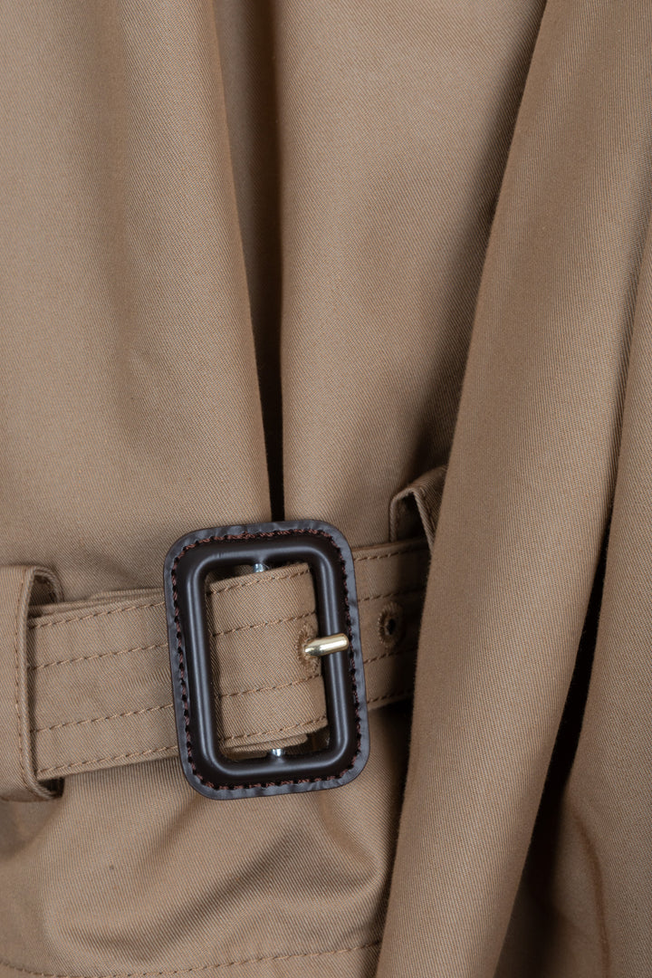 GUCCI Ruffled Trench Coat Cotton Camel