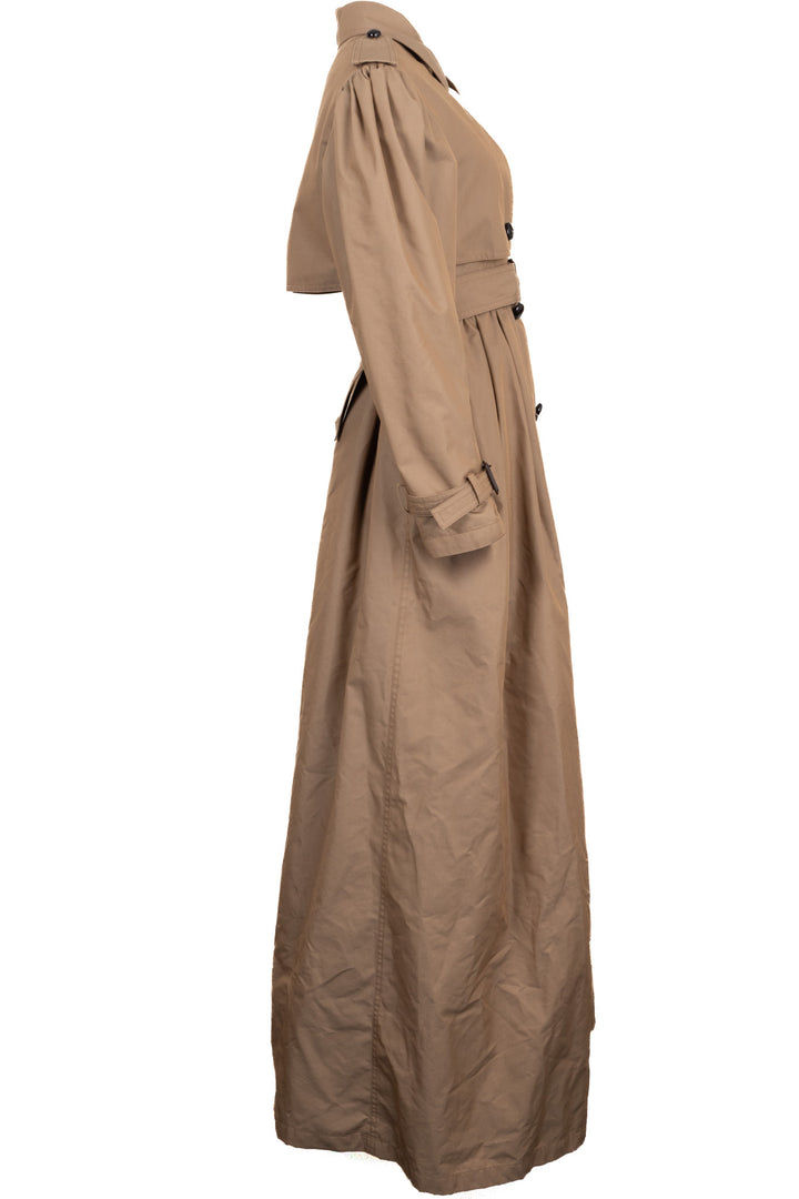 GUCCI Ruffled Trench Coat Cotton Camel