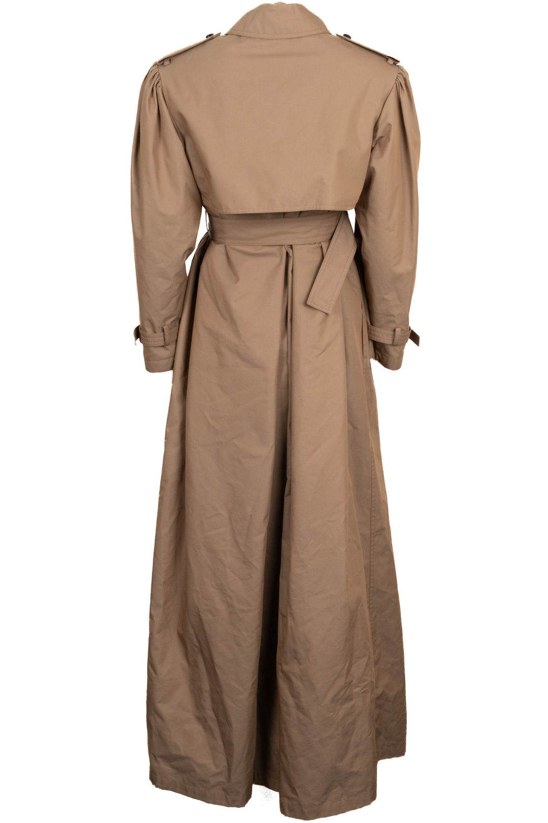 GUCCI Ruffled Trench Coat Cotton Camel