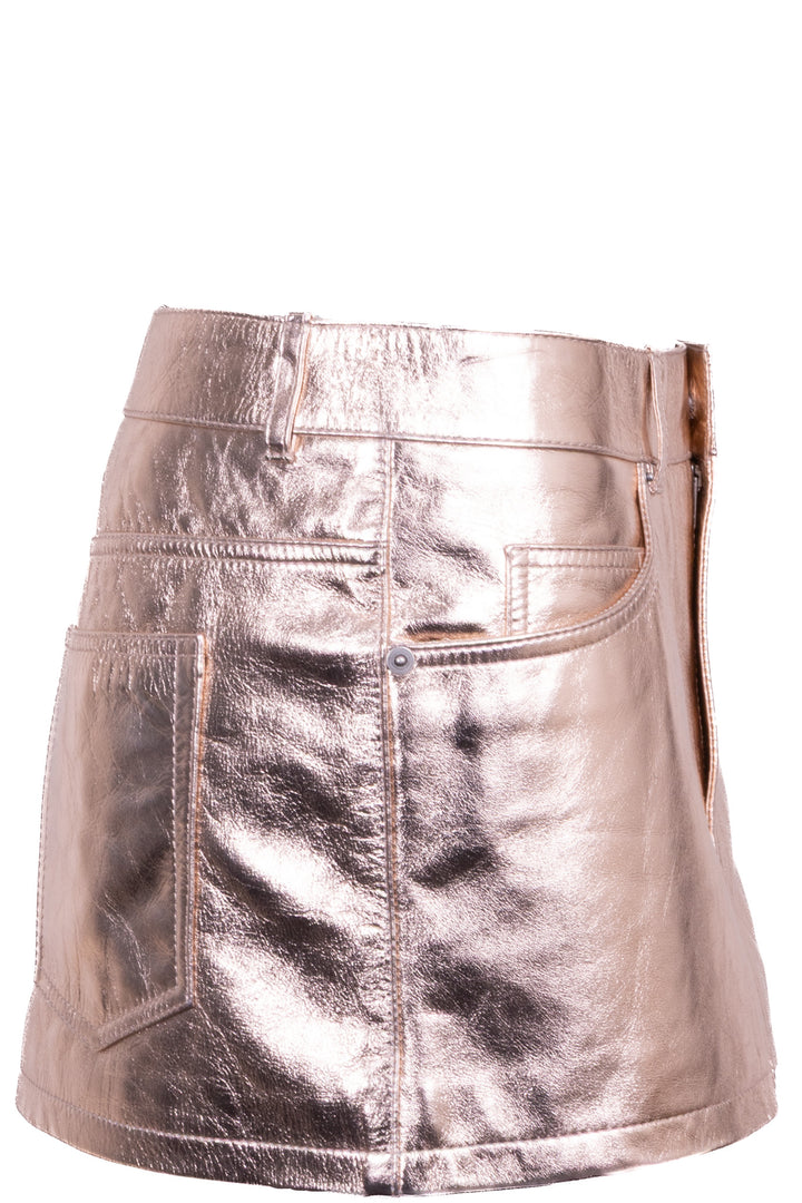 SAINT LAURENT Metallic Mini Skirt Leather Rose
