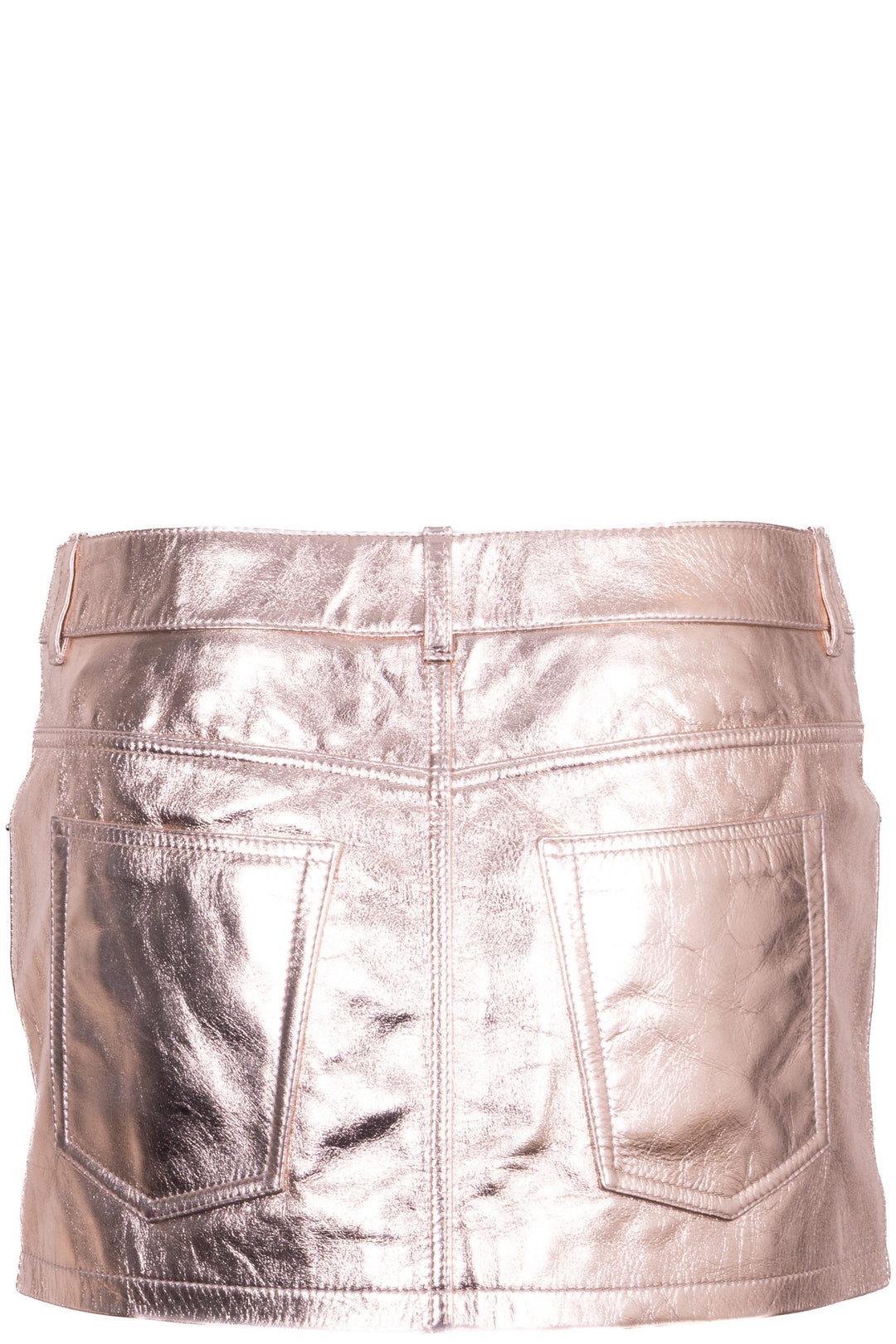 SAINT LAURENT Metallic Mini Skirt Leather Rose