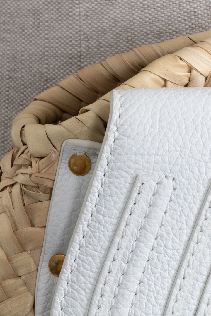 CHLOÉ Marcie Basket Crossbody Bag Small Raffia White
