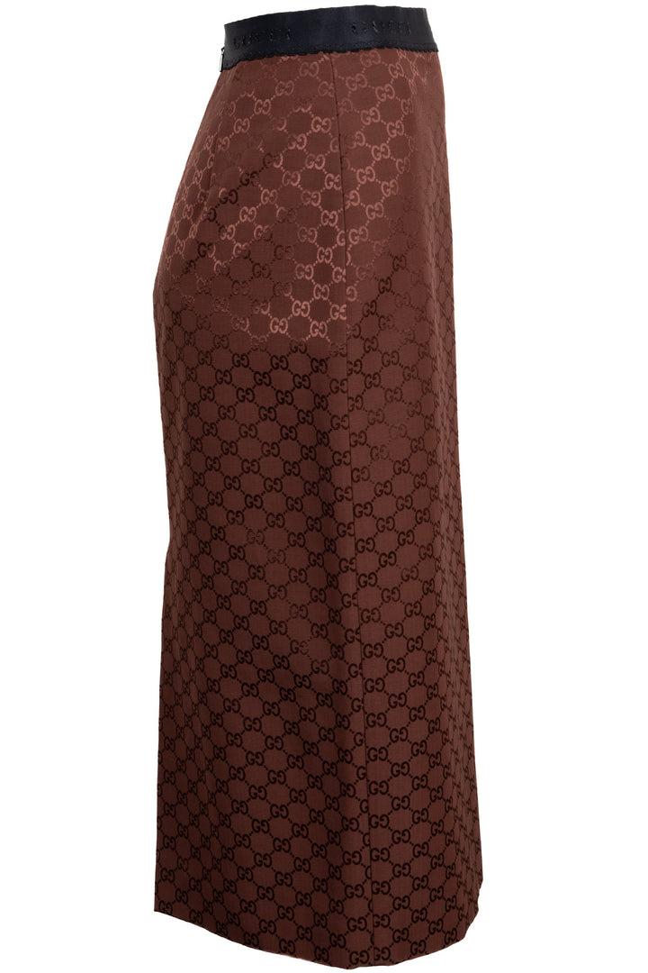 GUCCI GG Pencil Skirt Cotton Bronze