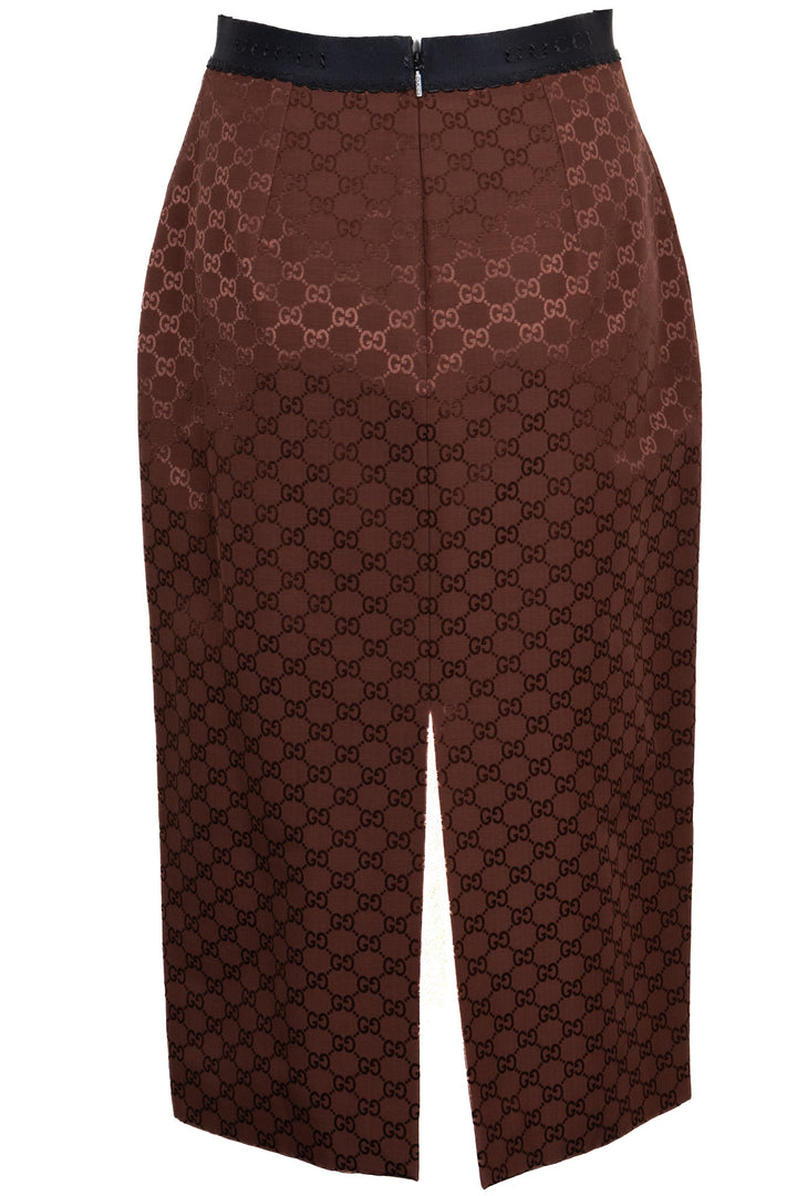 GUCCI GG Pencil Skirt Cotton Bronze