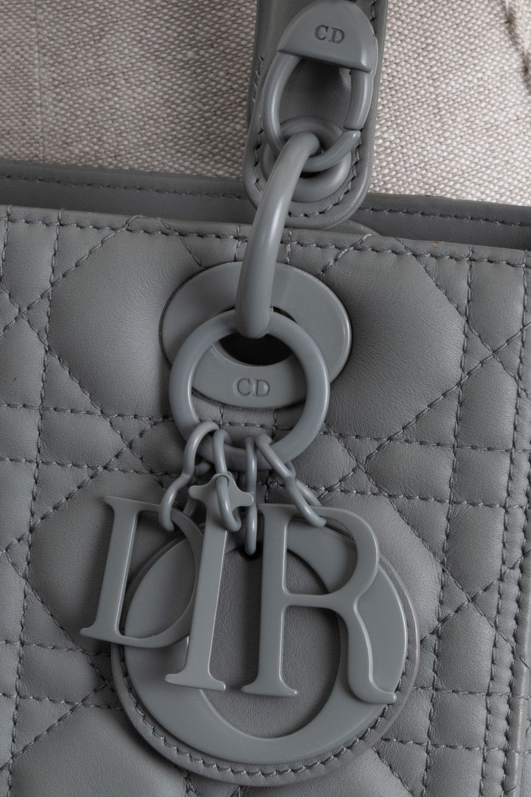 CHRISTIAN DIOR Lady Dior Medium Leather Matte Grey