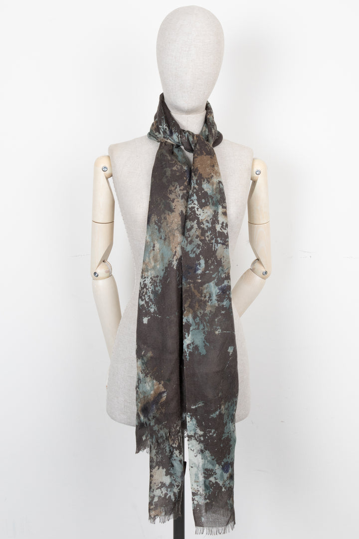 LORO PIANA Écharpe Bleu Sauge Marron