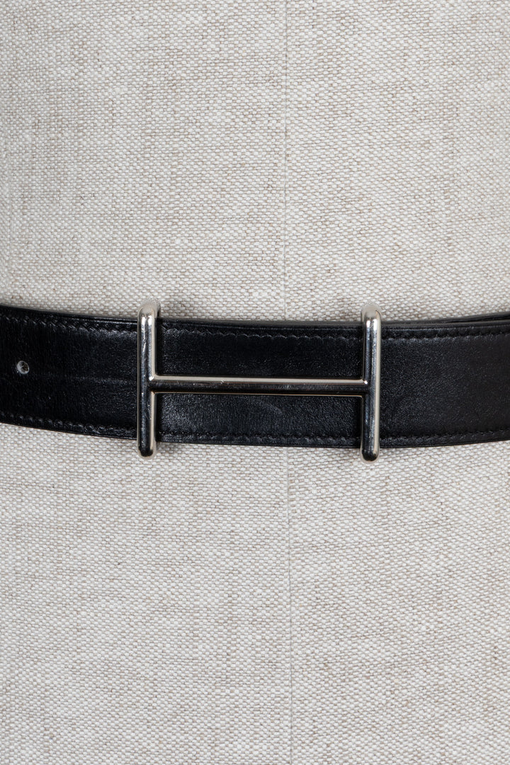 HERMÈS Idem Belt 32 Box Leather Noir