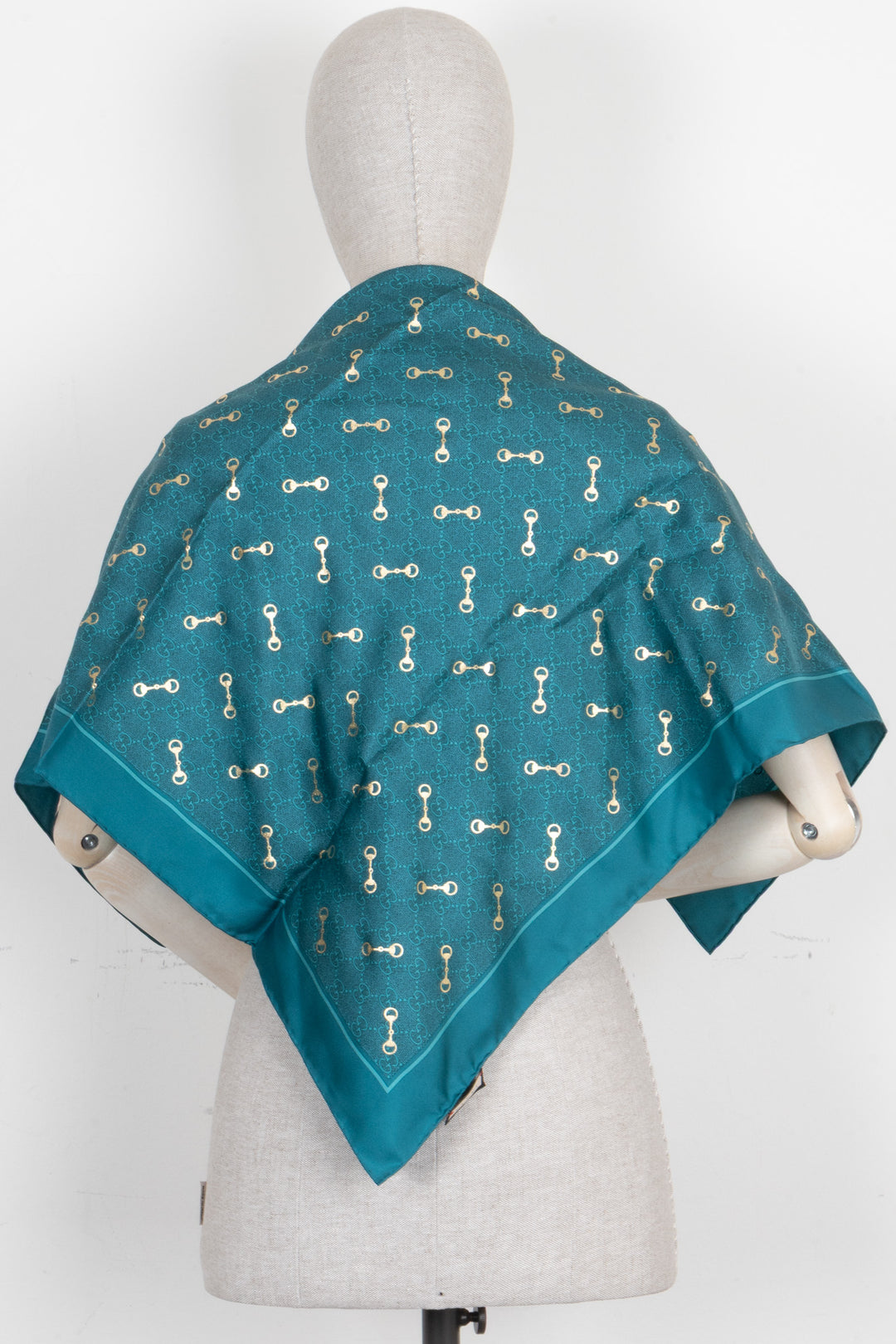 GUCCI Horsebit Scarf Silk Turquoise