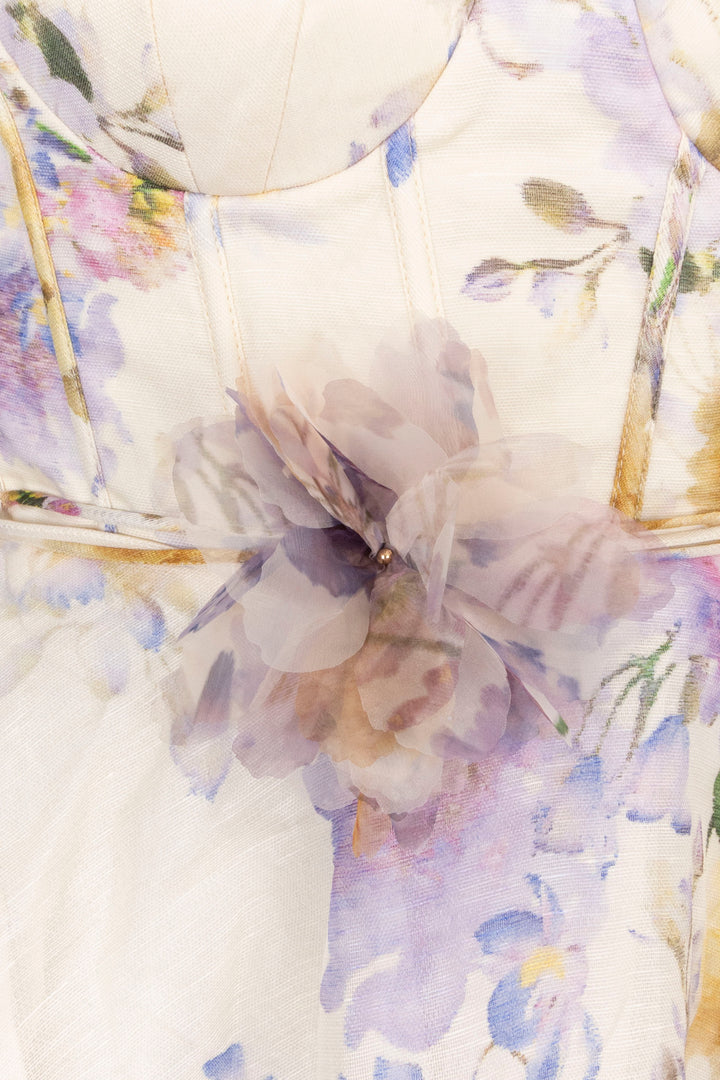 ZIMMERMANN Mini Corset Dress Cream Multicolor
