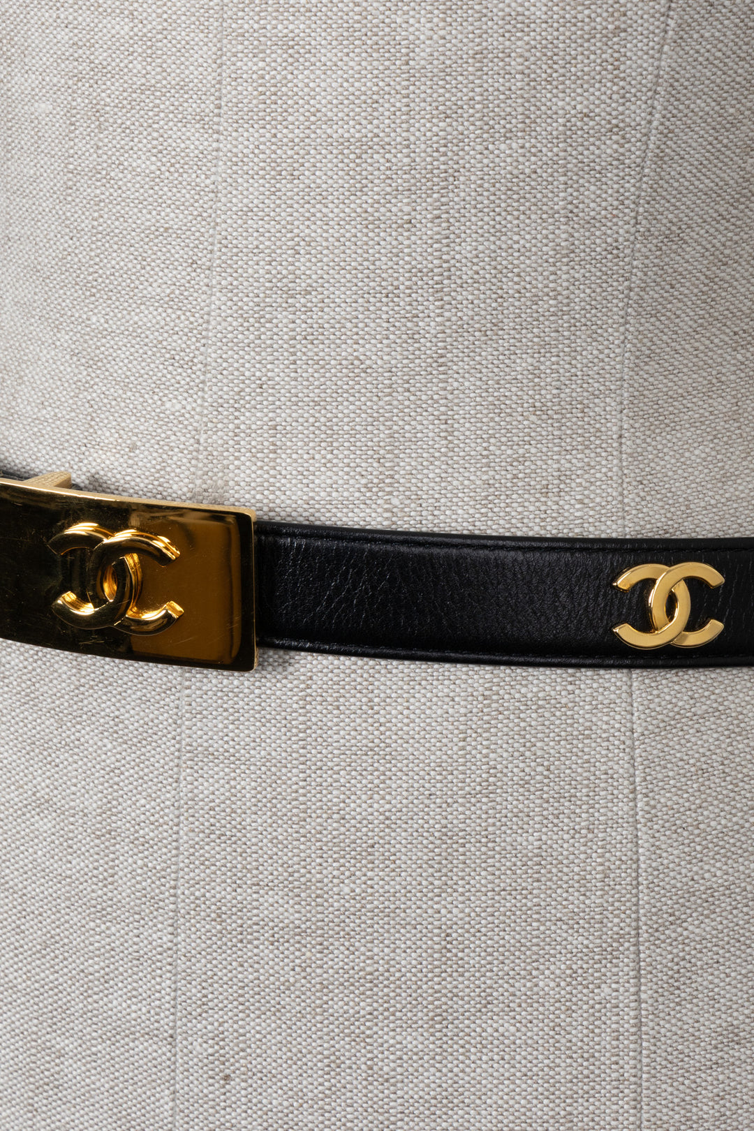 CHANEL 1997 CC Logo Belt Black