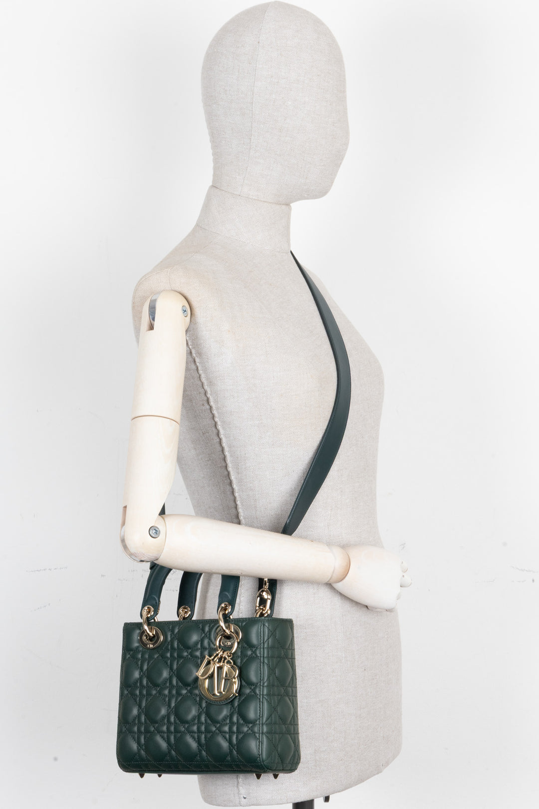 CHRISTIAN DIOR Small Lady Dior My ABCDior Bag Leather Dark green