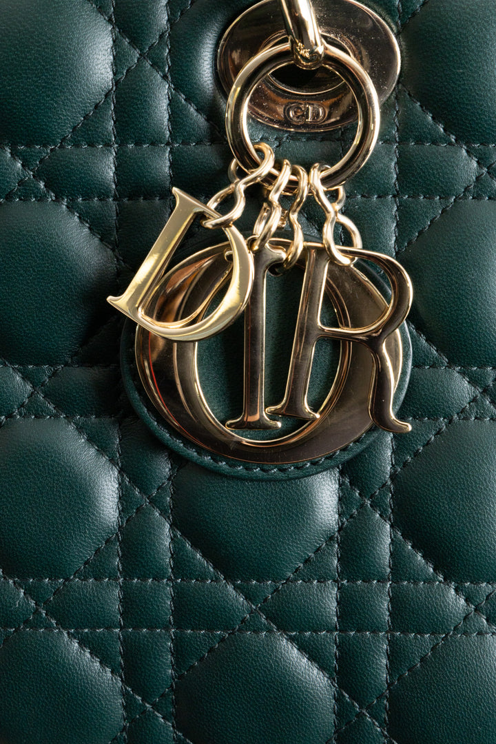 CHRISTIAN DIOR Small Lady Dior My ABCDior Bag Leather Dark green