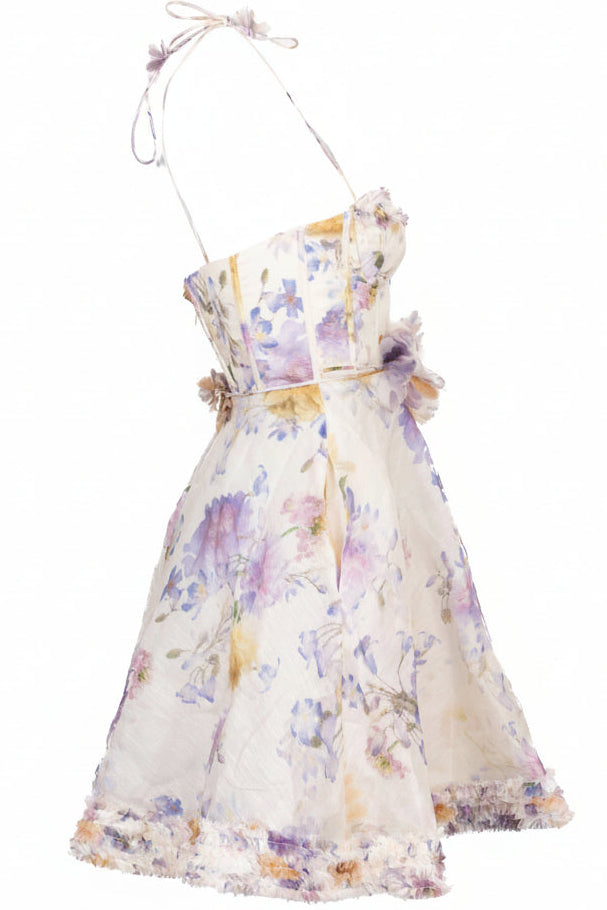 ZIMMERMANN Mini Corset Dress Cream Multicolor