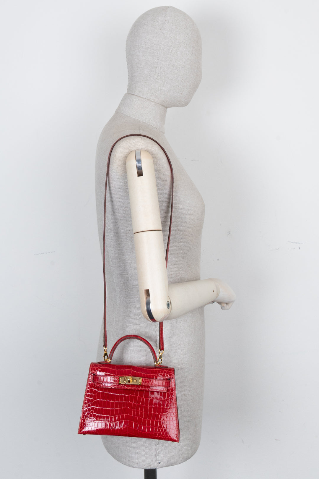 HERMÈS Mini Kelly Crocodile Porosus Braise