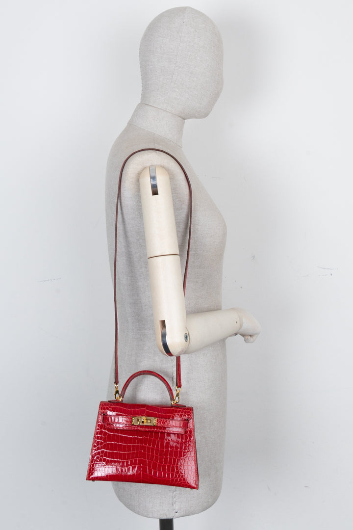 HERMÈS Mini Kelly Crocodile Porosus Braise