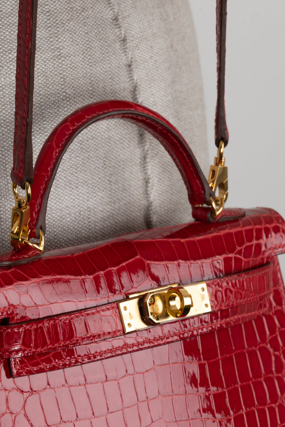 HERMÈS Mini Kelly Crocodile Porosus Braise