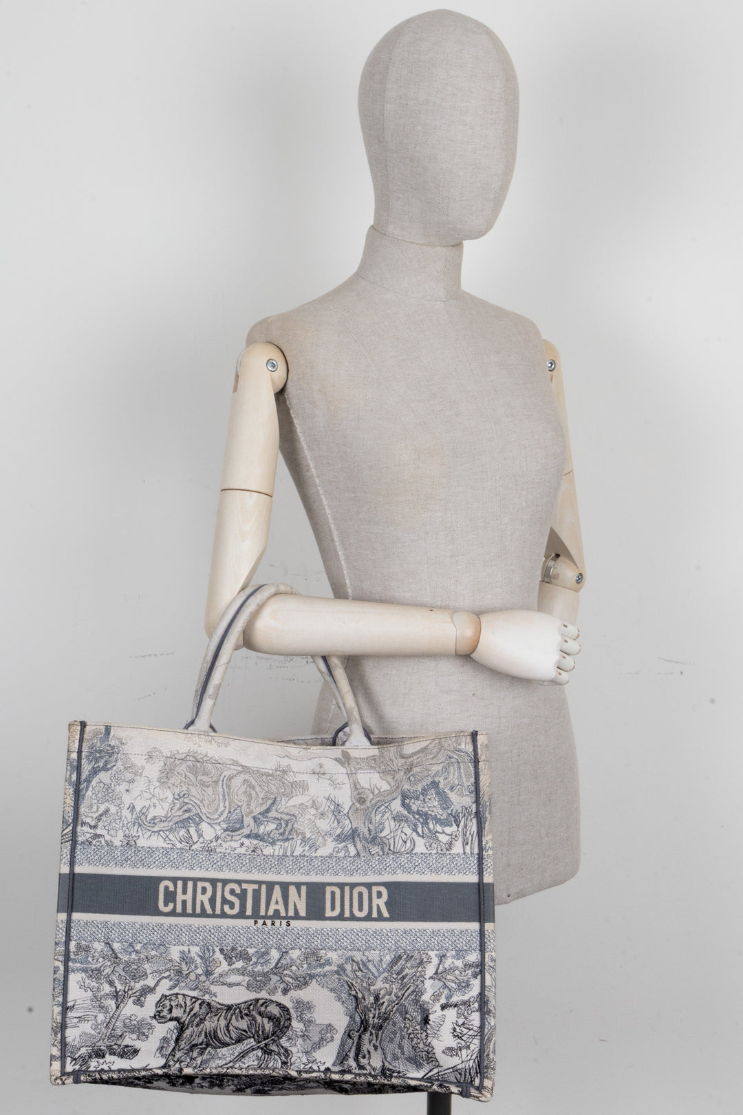 CHRISTIAN DIOR Medium Book Tote Toile De Jouy Canvas Grey