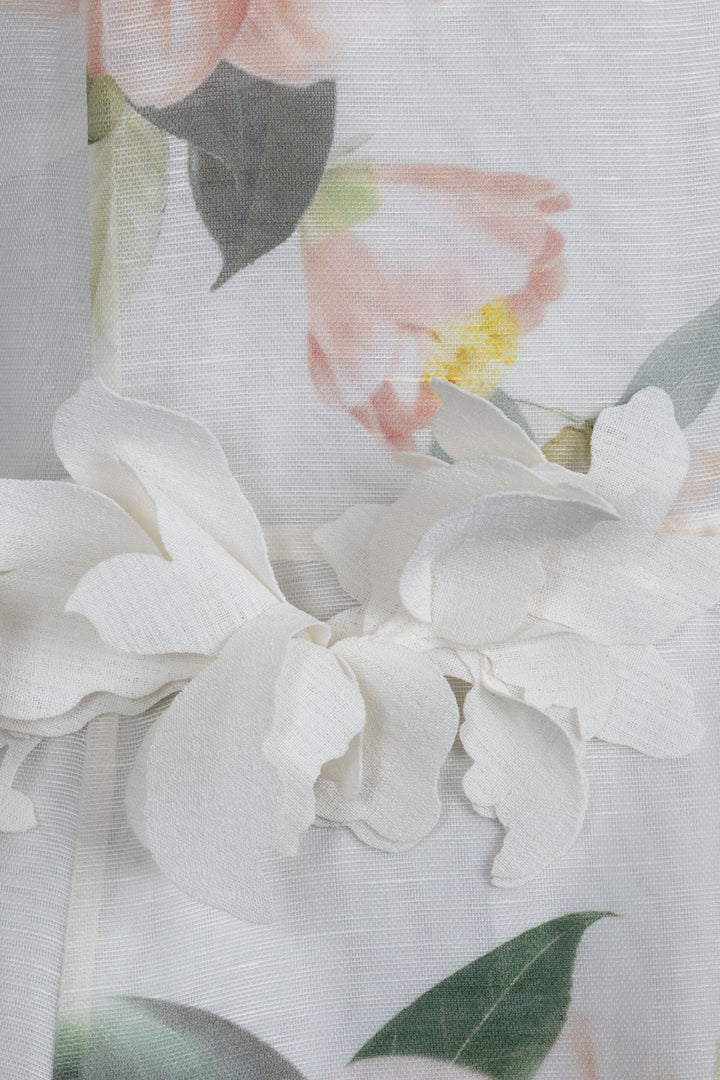 ZIMMERMANN Flower Dress Linen Silk White