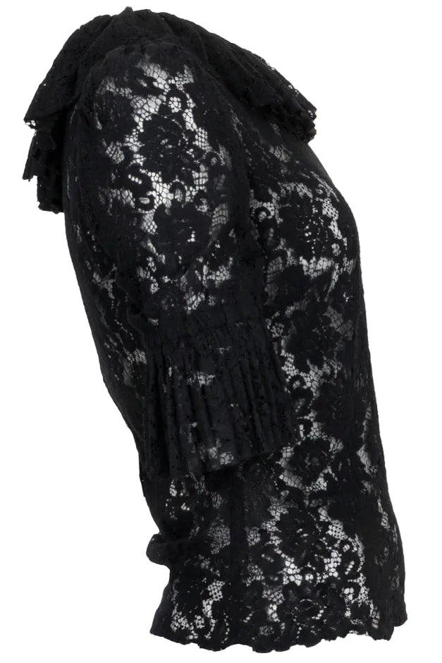 DOLCE&GABBANA Ruffle Shirt Lace Black